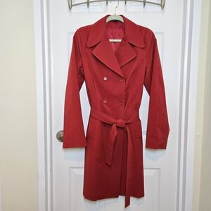 Theory Red Belted Trench Coat